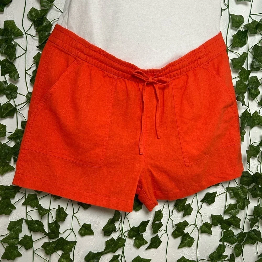 J. Crew Orange High Waist Shorts with Drawstring